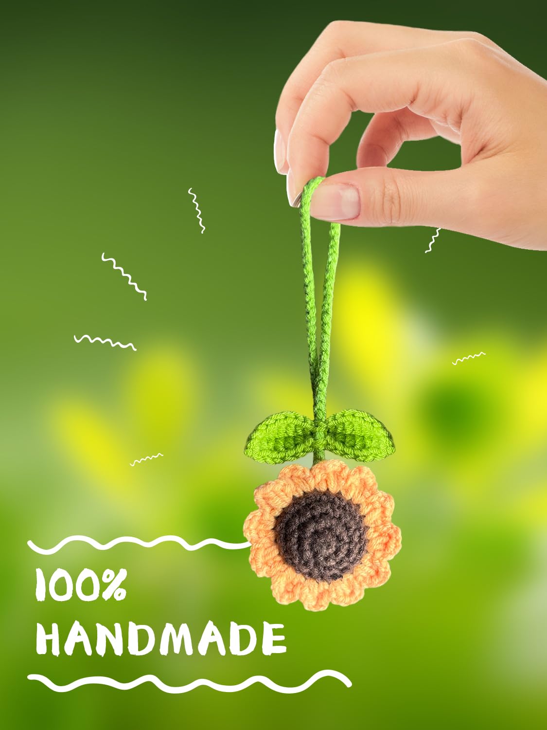 Ciondolo Specchietto Retrovisore Sole All'Uncinetto - Decorazione Auto Carina, Regalo Per Donne