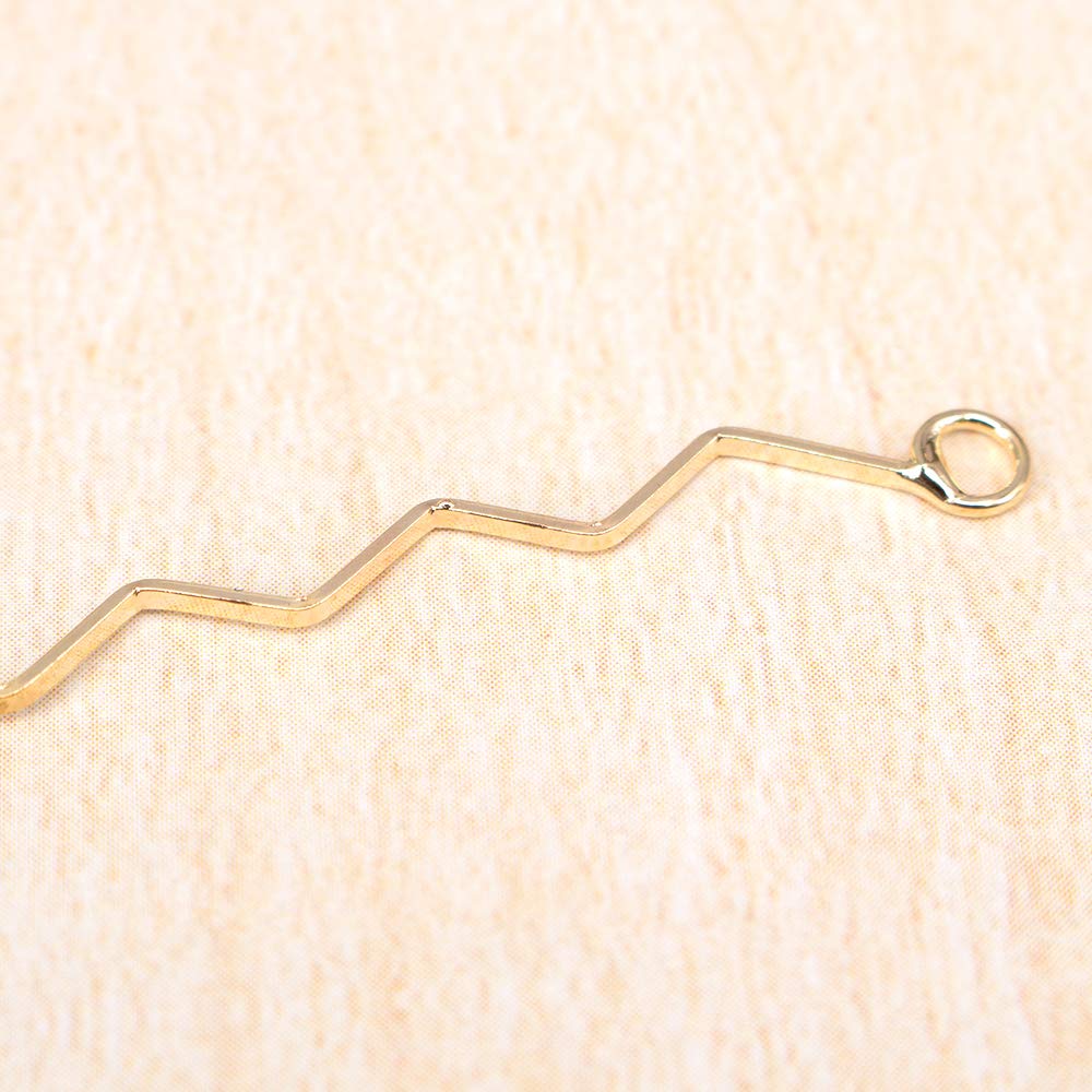 Amazon | スティック ウェーブ リング付き キラキラ ゴールド 6個