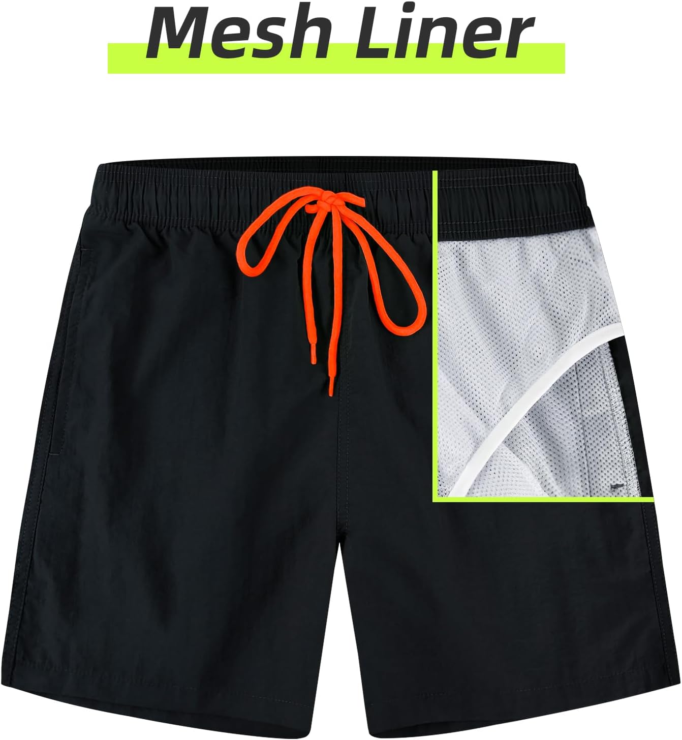 Men's Swim Truncks Quick Dry Breathable Nylon Shorts with Mesh Liner and Pockets