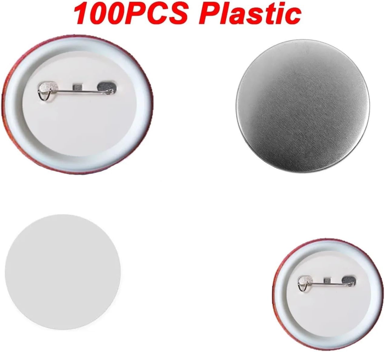 空白の金属製ボタンピン、バッジ部品メーカー、工芸品用ラウンドピン、DIYバッジ作り用品、100個、25mm、32mm、37mm -  AliExpress 15 100個入り ブランクボタン製作用品 25-75mm 丸型バッジパーツ プラスチック/金属 つや消しピンバッジキット オフィスロッカ