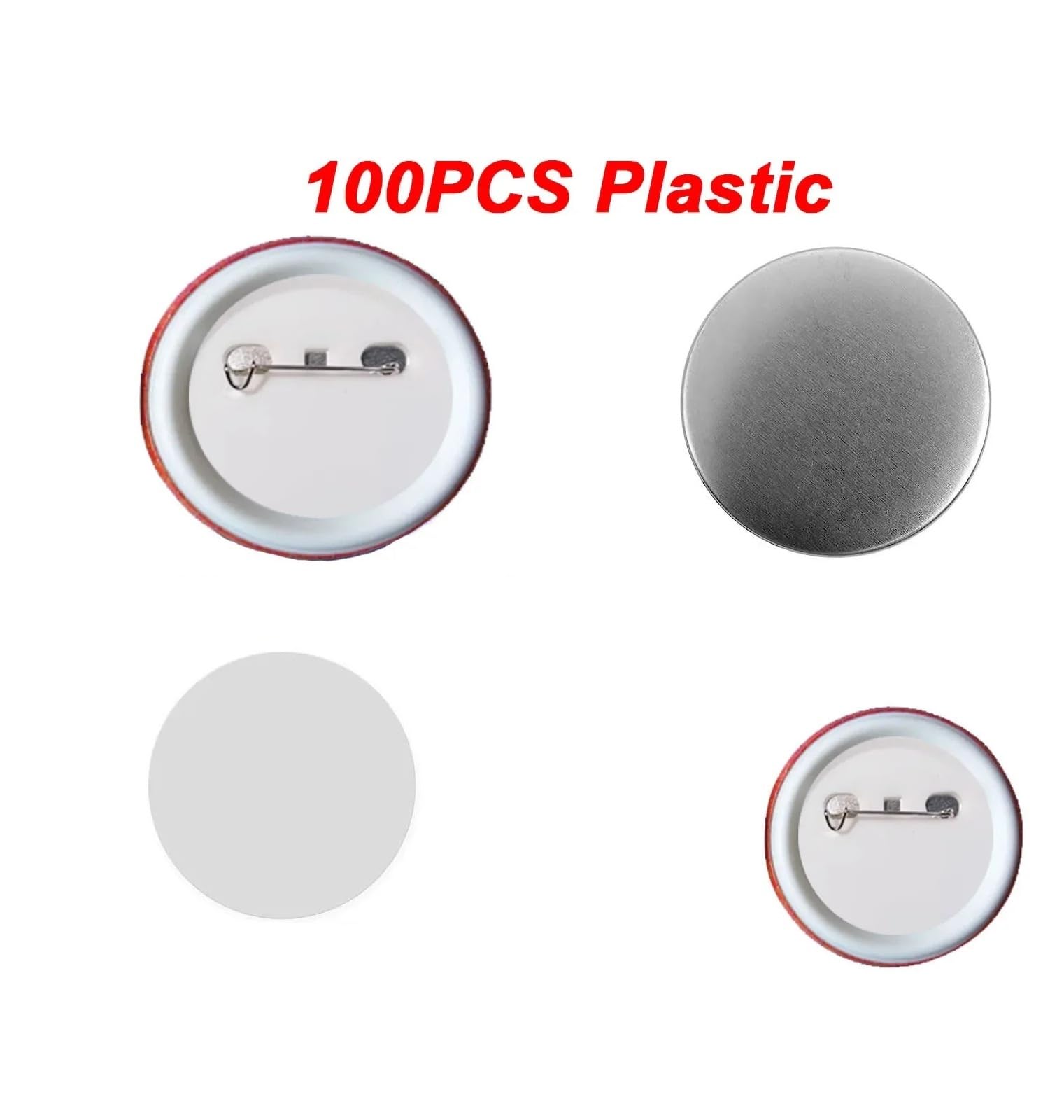100 szt. Pusty przycisk Materiały do ​​rękodzieła 25-75 mm Okrągła plakietka Części Zestaw z tworzywa sztucznego/metalu Matowej szpilki Efektywnie DIY