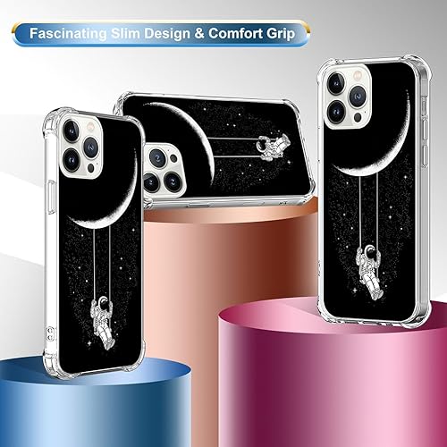 Miniatura 3 de Funda para iPhone 15 Pro, bonita funda estética Kawaii de diseño de astronauta y astronauta, diseño femenino para mujeres y niñas, compatible con