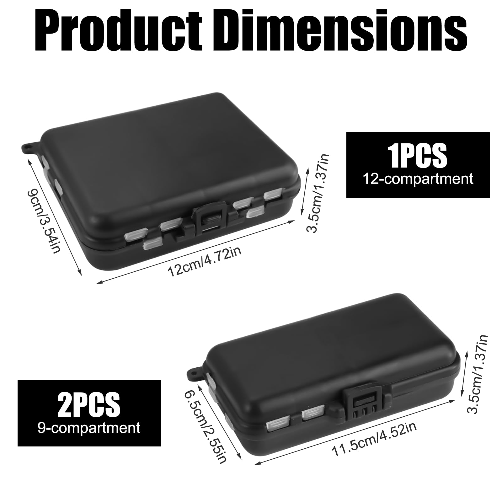 3 Piezas Caja de Aparejos de Plástico de Doble, 9 y 12 Compartimentos, Portátil Caja de Almacenamiento para Señuelos con Compartimentos Ajustables, para Almacenar Cebos y Accesorios de Pesca