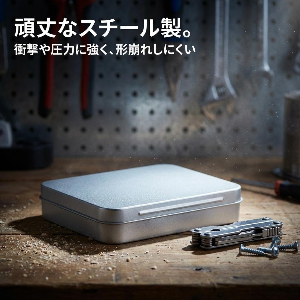 Amazon｜ledmomo ブリキ缶 ケース 小物入れ 【ヒンジ付き/一体型フタ