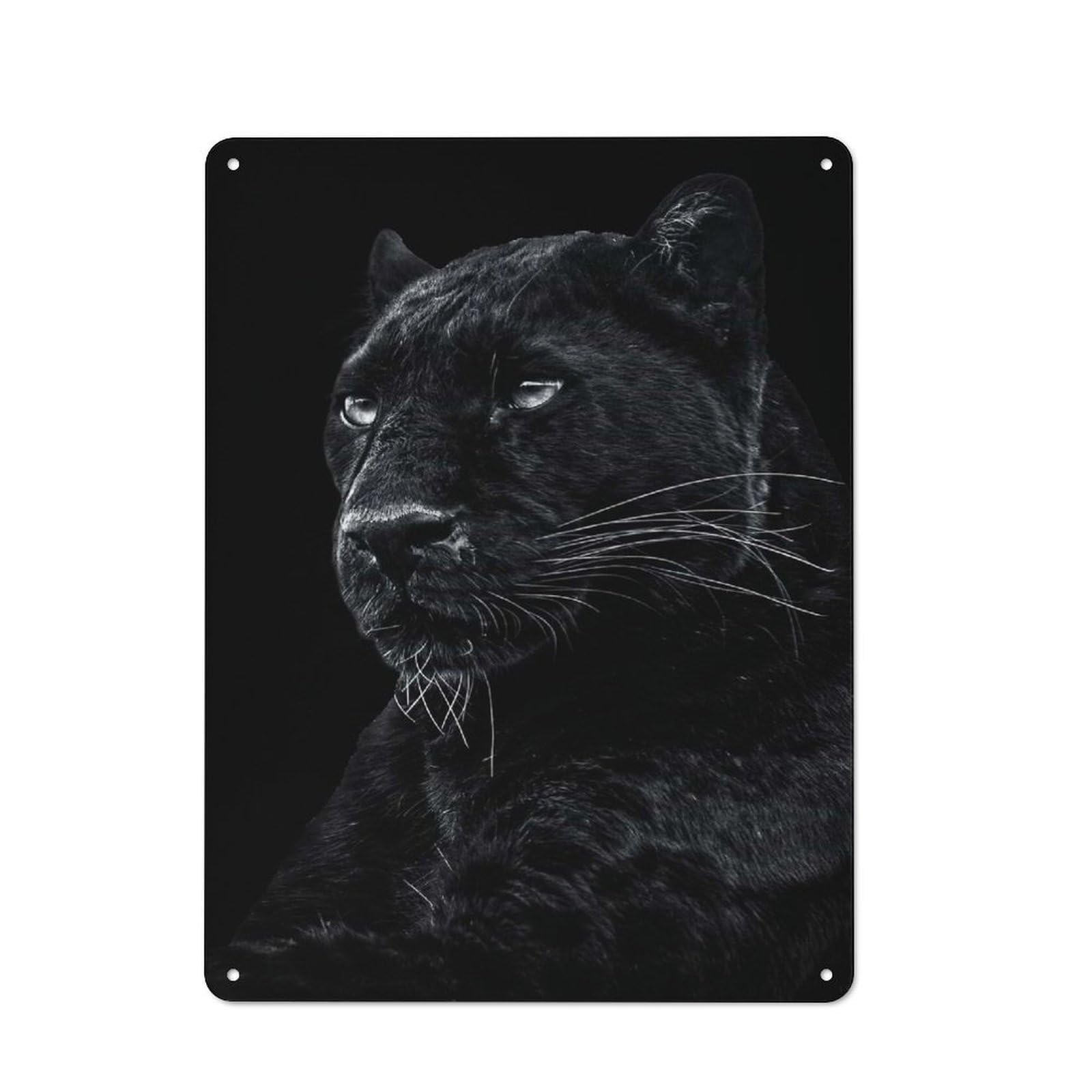 Junmoney Style-2 Wild Black Panther Rustic Tin Sign 40X30cm For Café Or Home Bar, Suited To Hospitality Decor Collectors