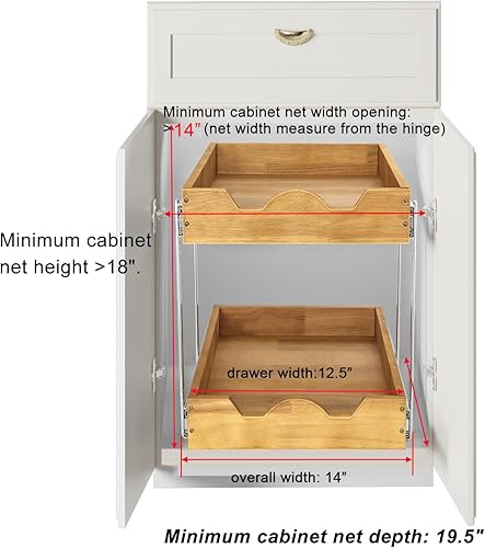 Vista 54 de DINDON Organizador de armario extraíble de 2 niveles (20 pulgadas de ancho x 18 pulgadas de profundidad) cajón de madera deslizante de doble nivel