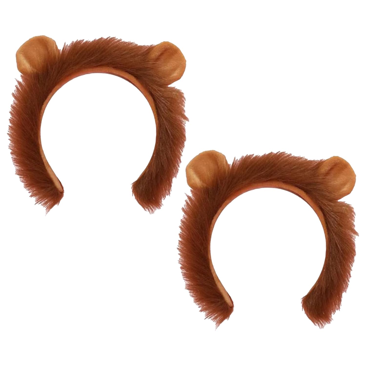 DVOFU 2Pieces Lion Headband Animal Ears and Horn Fluffy Headwear Halloween Cosplay Washing Face Makeup Accessory for Kid Adult Theme Party