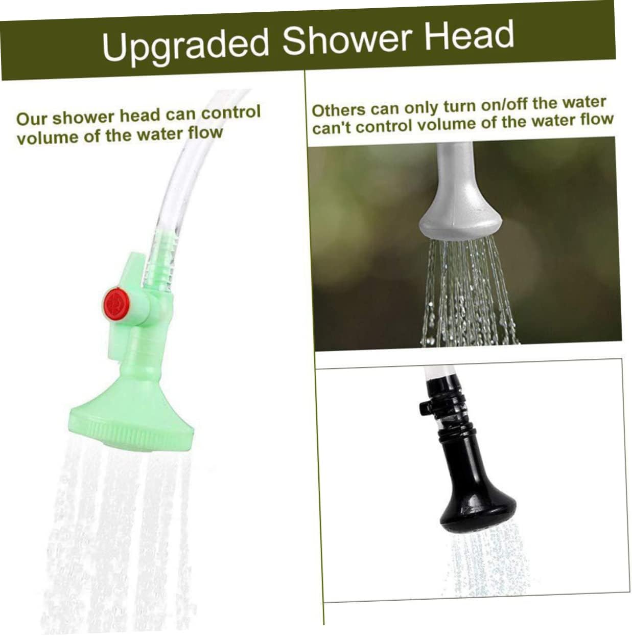 Solar Camping Shower Bag Outdoor Water Storage with Shower Nozzle for Hiking Beach Swimming Travel Portable with Temperature Display Olive Green