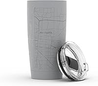 Vista 44 de Well Told Vaso de café aislado con mapa de Washington DC grabado, taza de acero inoxidable grabada (20 onzas, blanco) con aislamiento de mapa