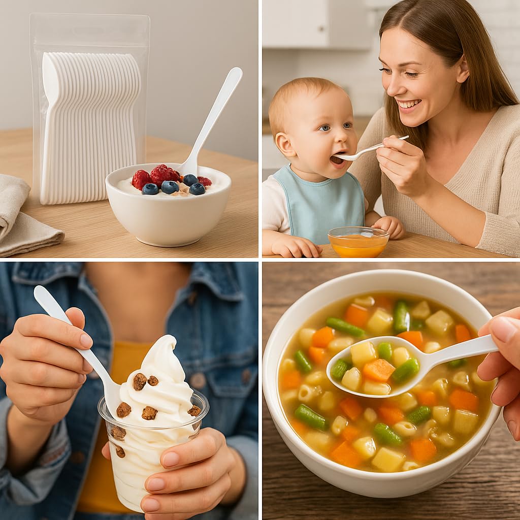 200 Cucchiaini di Polipropilene Riutilizzabili - Senza BPA, Resistenti ed Ergonomici - Perfetti per Catering, Eventi, Feste, Picnic e Barbecue