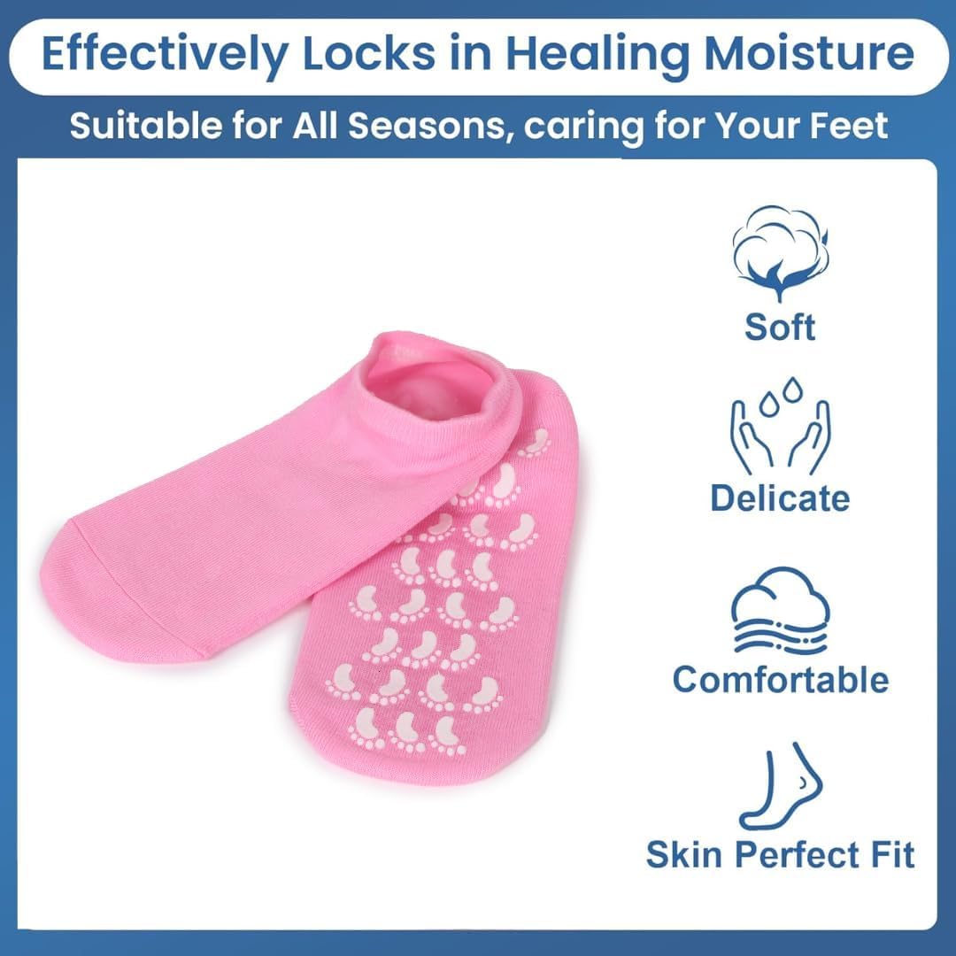 ToYooZe Silicone Gel Spa Socks for Women & Men – Moisturizing Heel Socks for Dry, Cracked Feet with Natural Oils & Vitamin E – Reusable Foot Care Sock for Heel Repair & Hydration