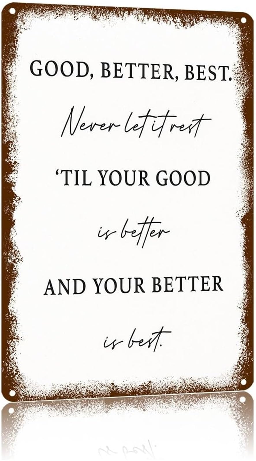 EKFBQBGW Motivational Wall-Art Vintage Metal Sign Constant Progress Quote Text Art Aluminum Plaque for Decor (8 X 12 in)
