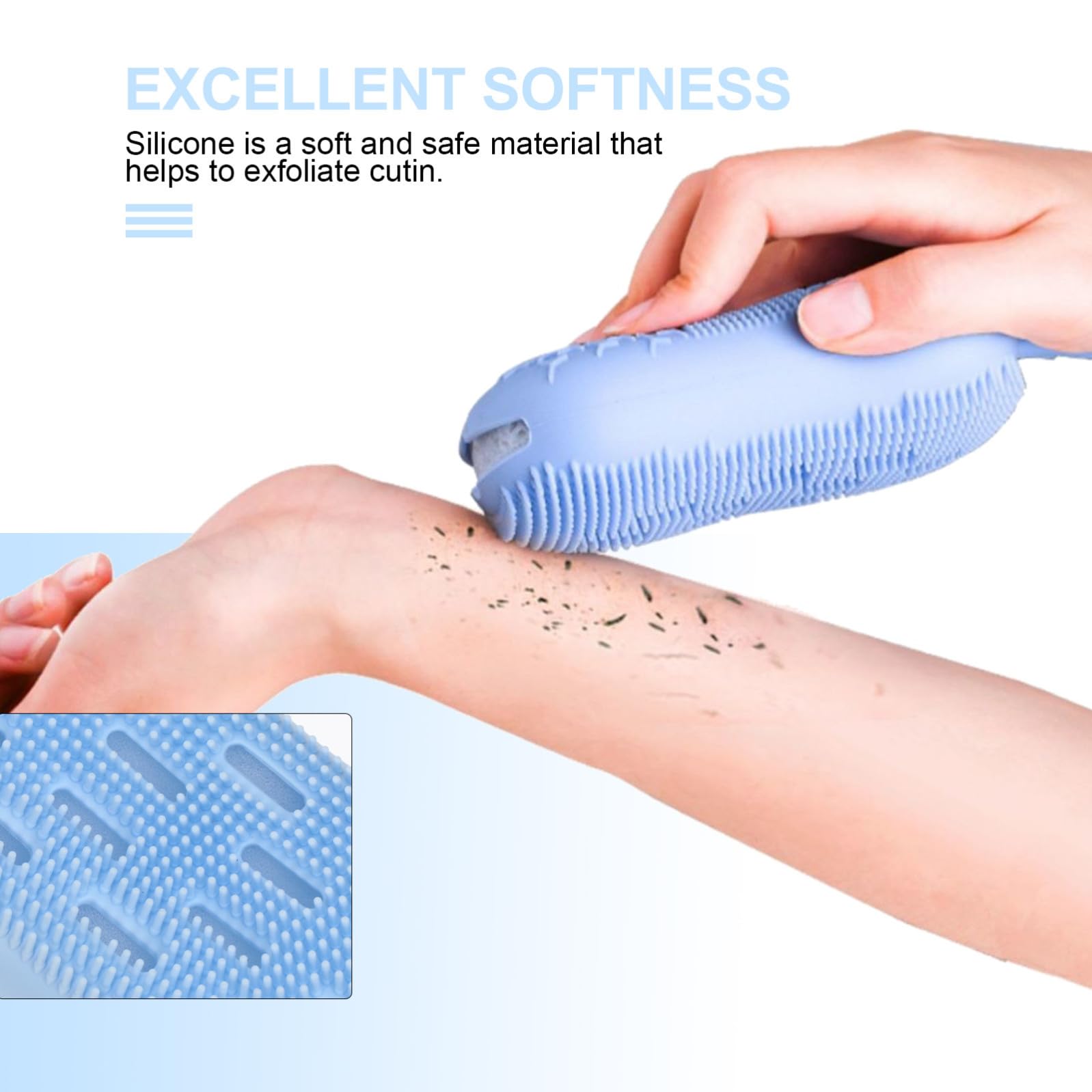 Gatuida 6 Pezzi Spazzola Corpo Secco Doppia Faccia in Silicone Blu per