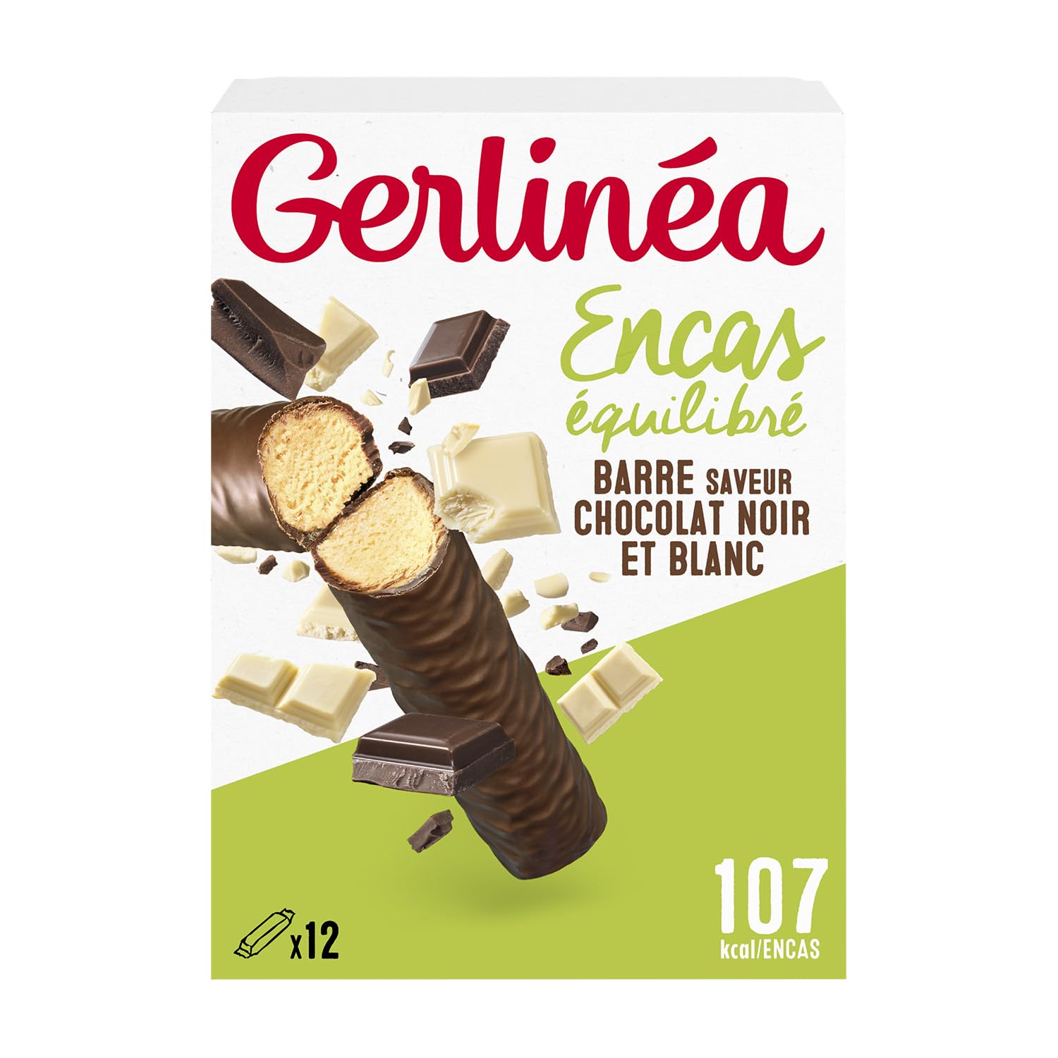 Gerlinéa 12 Barres saveur Chocolat Noir & Blanc 372 g