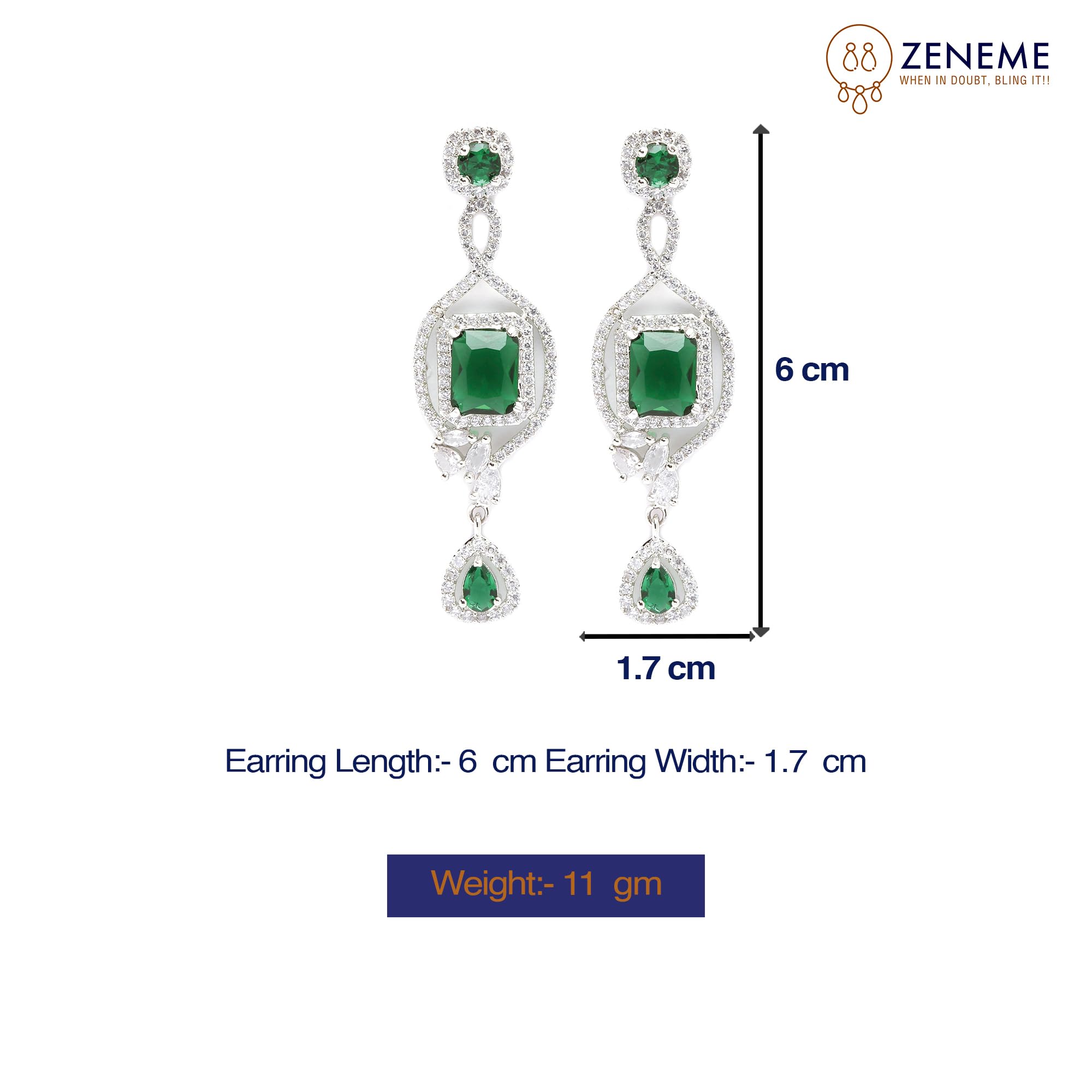 Rhodium-Plated Diamond Drop Earrings For Women