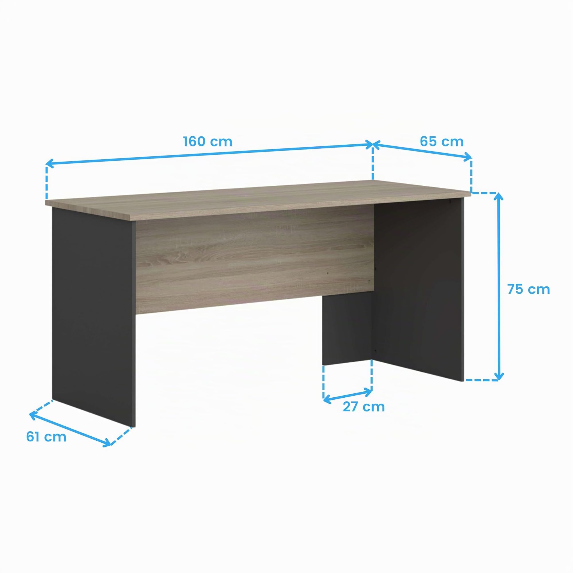 Miroytengo Mesa de Escritorio Oficina Nibis Industrial Color Roble Sonoma y Gris Antracita 160 cm