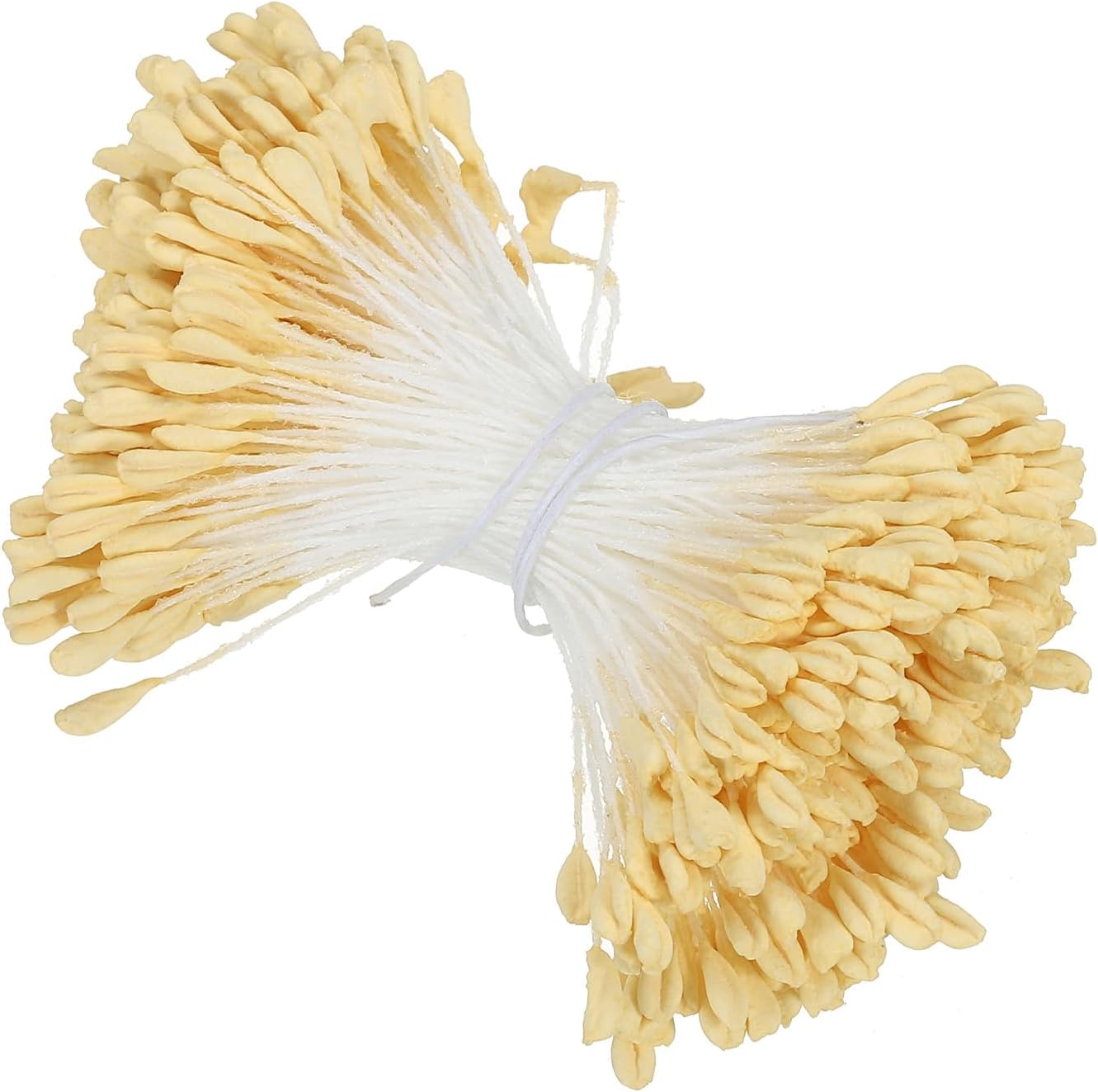 PATIKIL 2.5mm Double Heads Flower Stamen, 340 Pcs Artificial Flower Stamen Pistil Matt Pearl Floral Stamen for DIY Christmas Card Wedding Decoration, Light Yellow