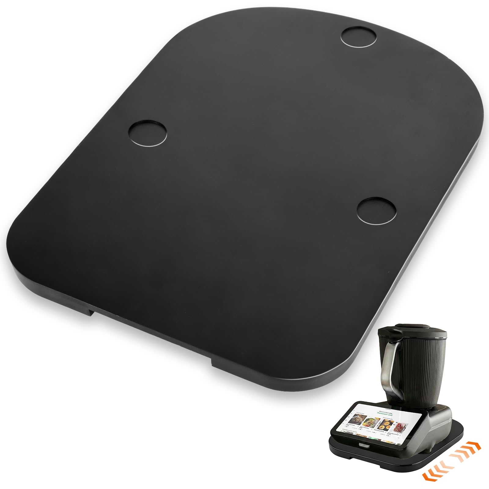 FIVAVA Gleitbrett für Thermomix TM7,Brett für Thermomix mit Rollen,Leicht Gleitendes Bambus Rollbrett Slider Gleitbrett Zubehör,Rutschfeste Dämpfende Gummifüße Schwarz