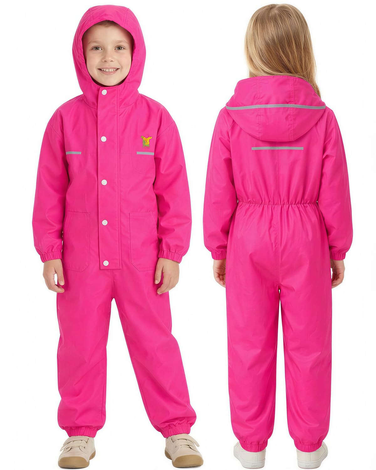 JiAmy Kids Toddler One Piece Rain Suit, Muddy Buddy Style Coverall for Daycare Outdoor Play (Ages 2-14)