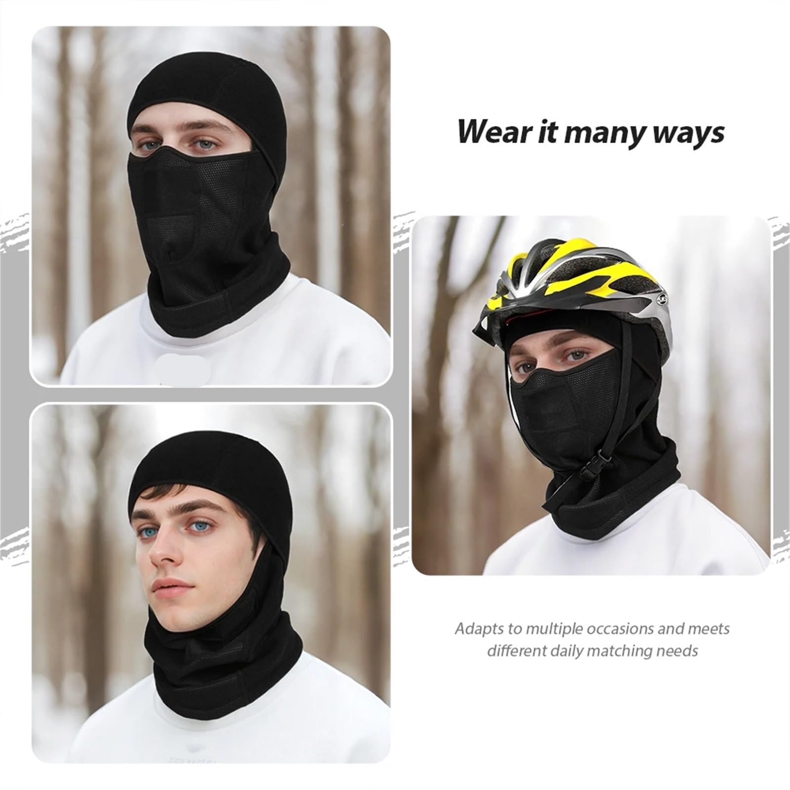 1/2Pcs Masque Complet d'hiver Cyclisme Coupe-Vent Casque Moto Respirant Sports De Plein Air Hommes Masque Couvre-Chef Chapeau(2 pcs)
