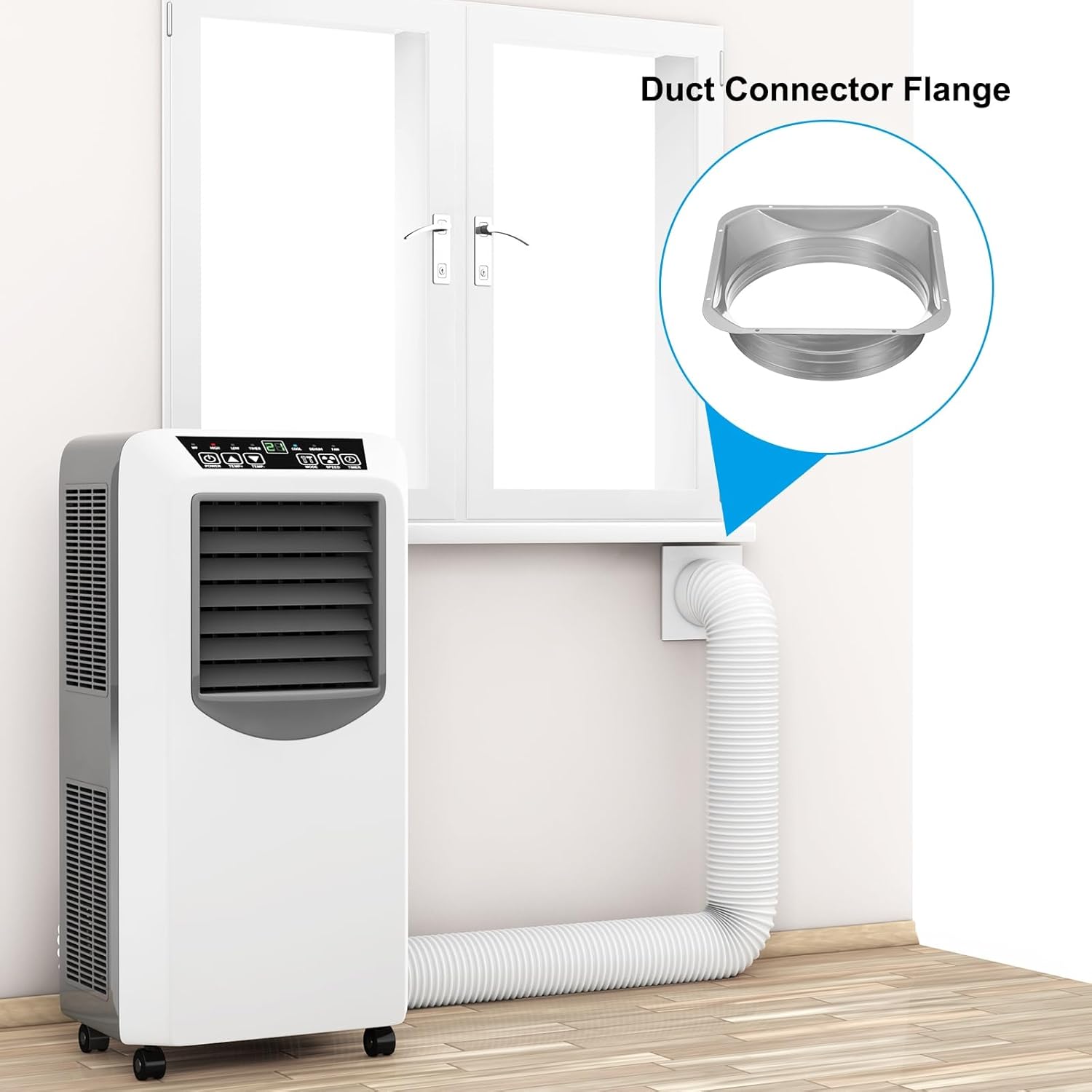 PATIKIL 10 Inch Duct Connector Flange, Galvanized Iron Straight Pipe Flange Square to Round Interface with Clamp for Air Heating Cooling Ventilation HVAC System, Silver