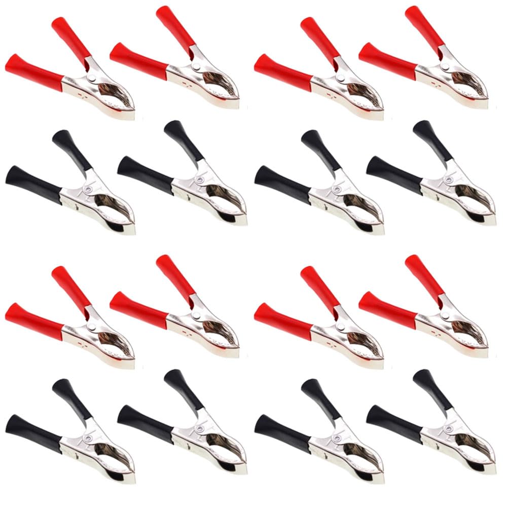 30A Jump Lead Clamps Heavy Duty Pure Copper Crocodile Clamps Car Battery Alligator Clips Heavy Duty Pure Copper Crocodile Car Battery Alligator Clips (16, Black/Red)
