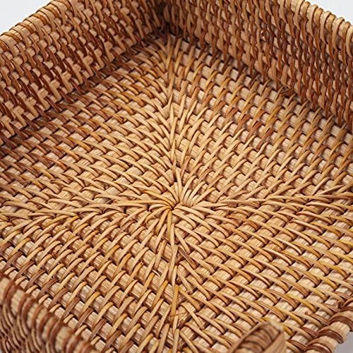 Rattan Napkin Holder Square, 7.5" x 7.5" x 2.5", Wicker Napkin Tray, Woven Guest Towel Holder for Restaurant / Kitchen / Bathroom