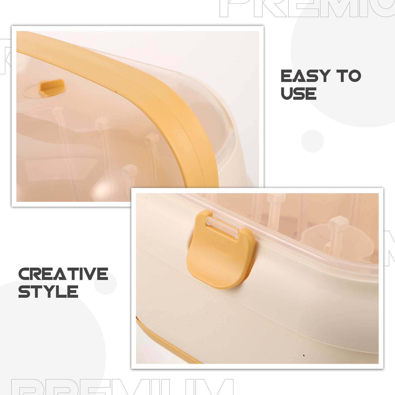 Organisateur de Voyage pour Biberons Bébé 32,3 X 28,4 X 24,4 CM avec Couvercle Anti-Poussière, Séchoir à Bouteilles Portable Jaune, Boîte de Rangement Pratique Cuisine et Extérieur