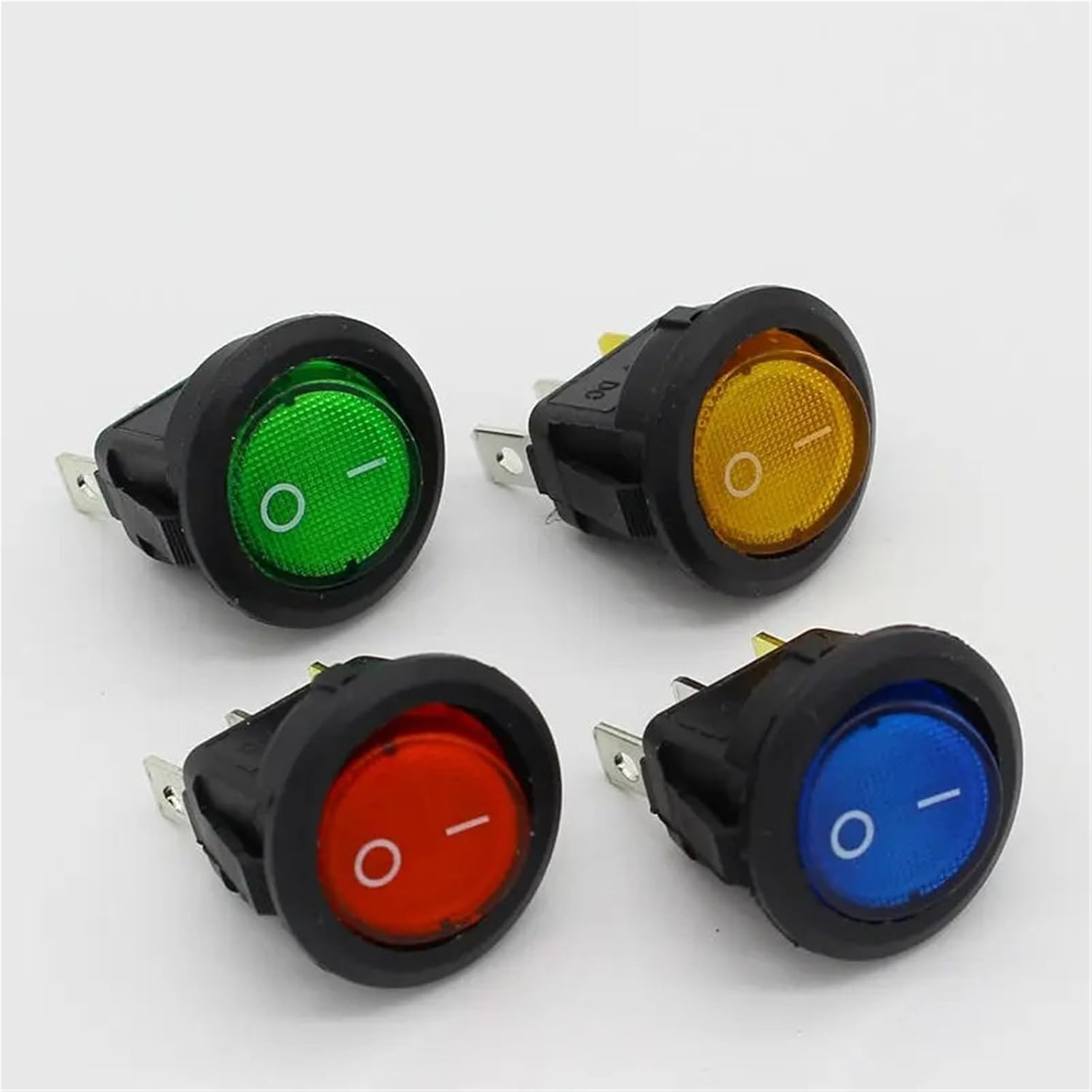 4Pcs Car 220V Round Rocker Dot Boat LED Light Toggle Switch SPST ON/Off Top Sales Electric Controls(1)