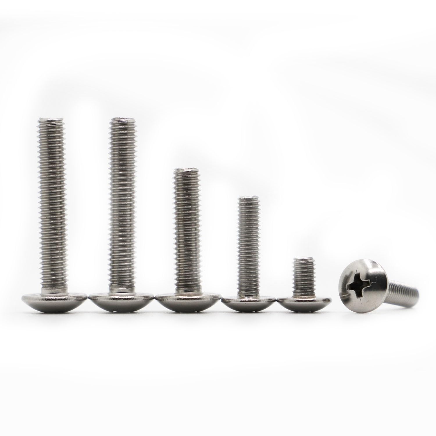 Tornillos autorroscantes M2 M2.5 M3 M4 M5 M6 A2-70 304 cabeza Phillips de acero inoxidable grandes pernos de cruz redondos planos (10-50 piezas) cubierta de tornillo (50 mm, M4 20 piezas)