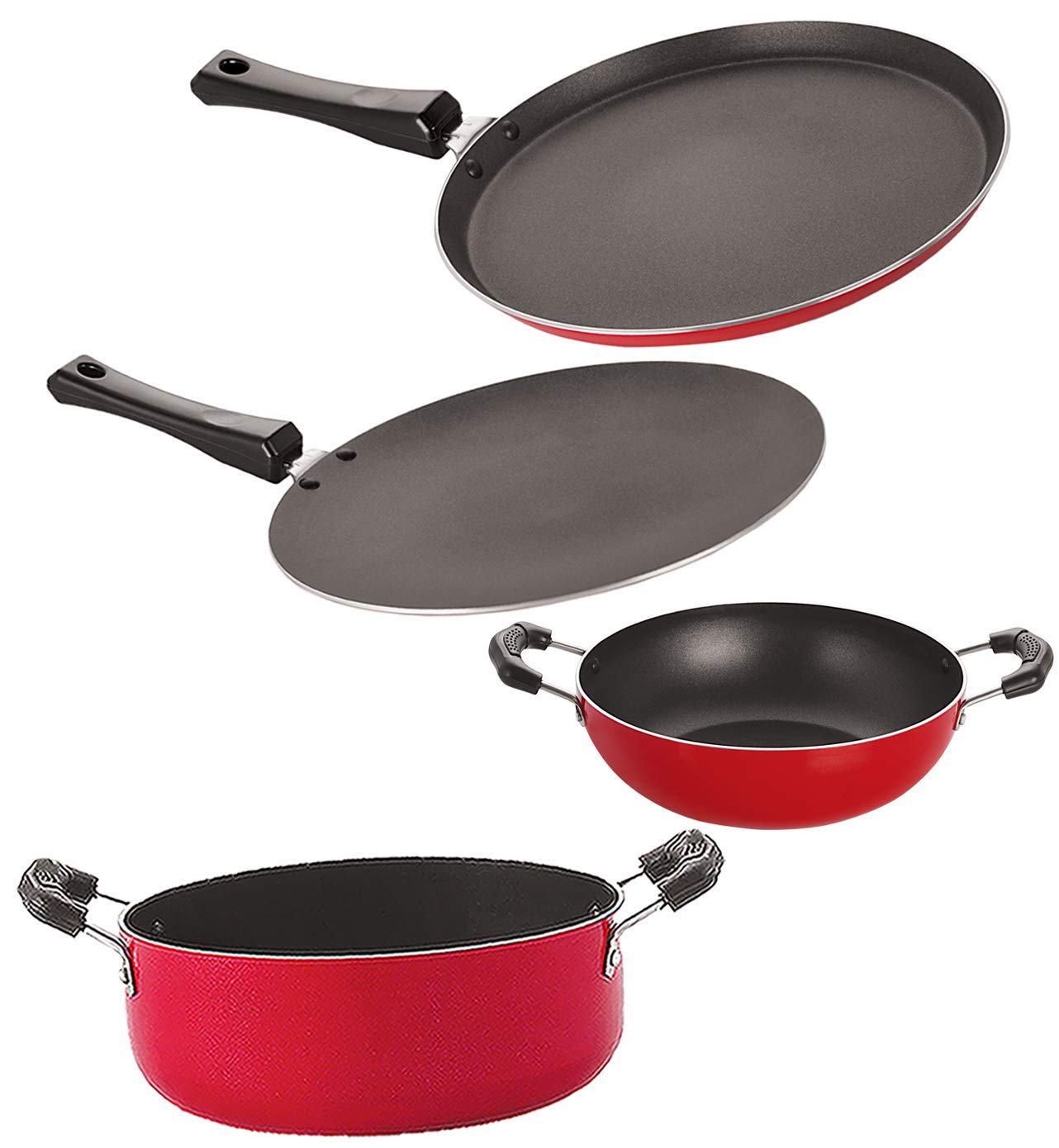 Nirlon Non Stick Cookware Kitchen Cooking Essential Gift Set of 4 Pieces (FT13_CT12_KD10_CS24) Nirlon Non Stick Cookware Kitchen Cooking Essential Gift Set of 4 Pieces (FT13_CT12_KD10_CS24)