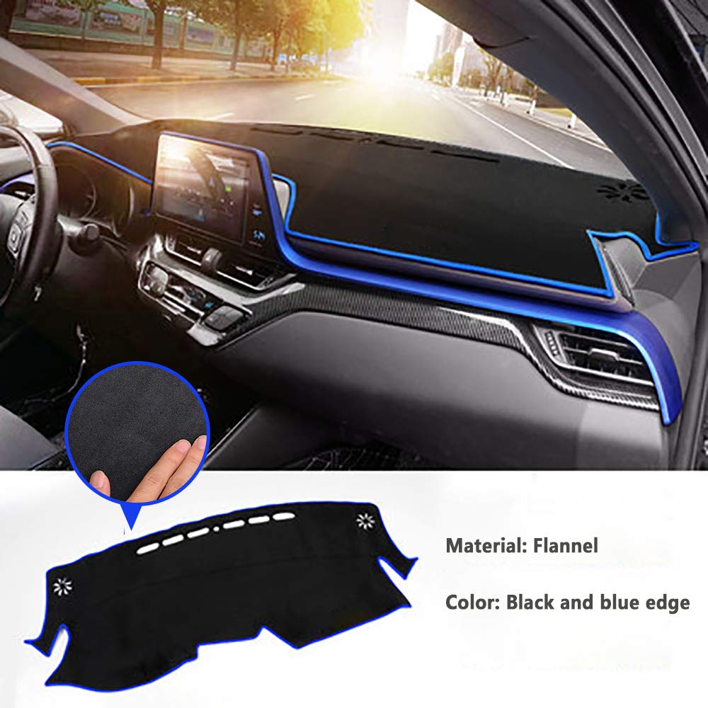 Beerte Black Car Dashboard Center Console Cover Protector Sunshield Cover Dash Mat Pad for Toyota CHR 2017 2018 2019 (Flannel)