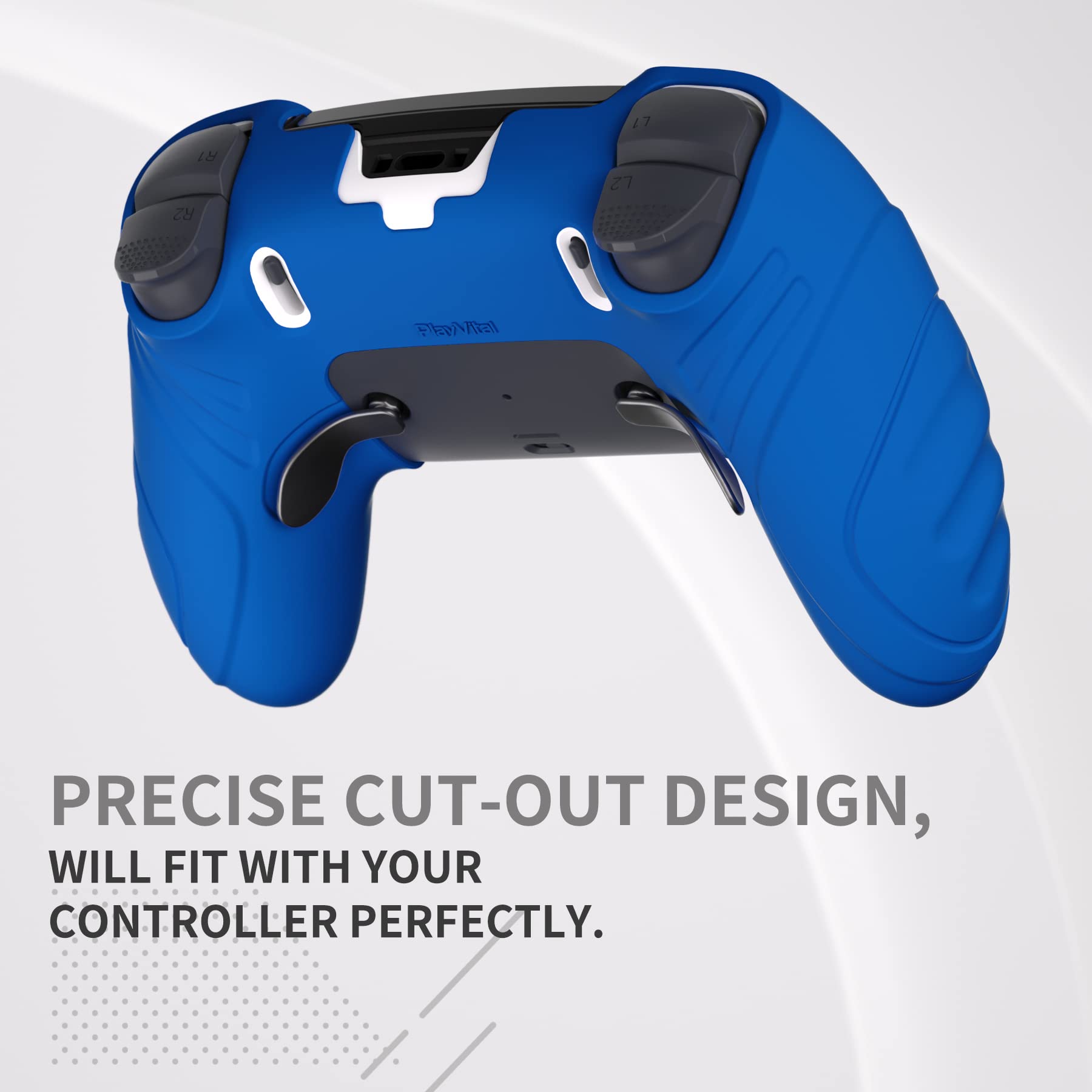 PlayVital Skórki do ps5 Edge Controller,Miękka Silikonowe Ochronne do ps5 Edge,Ergonomiczne Obudowy z Nakładkami Kciuki-Niebieski(Guardian Edition)