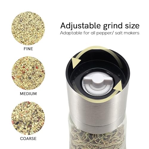 Stainless Steel Salt Or Pepper Grinder - Top Spice Mill With Ceramic Blades, Brushed Stainless Steel And Adjustable Coarseness By Pepper Grinder (Single Package) #TOP1