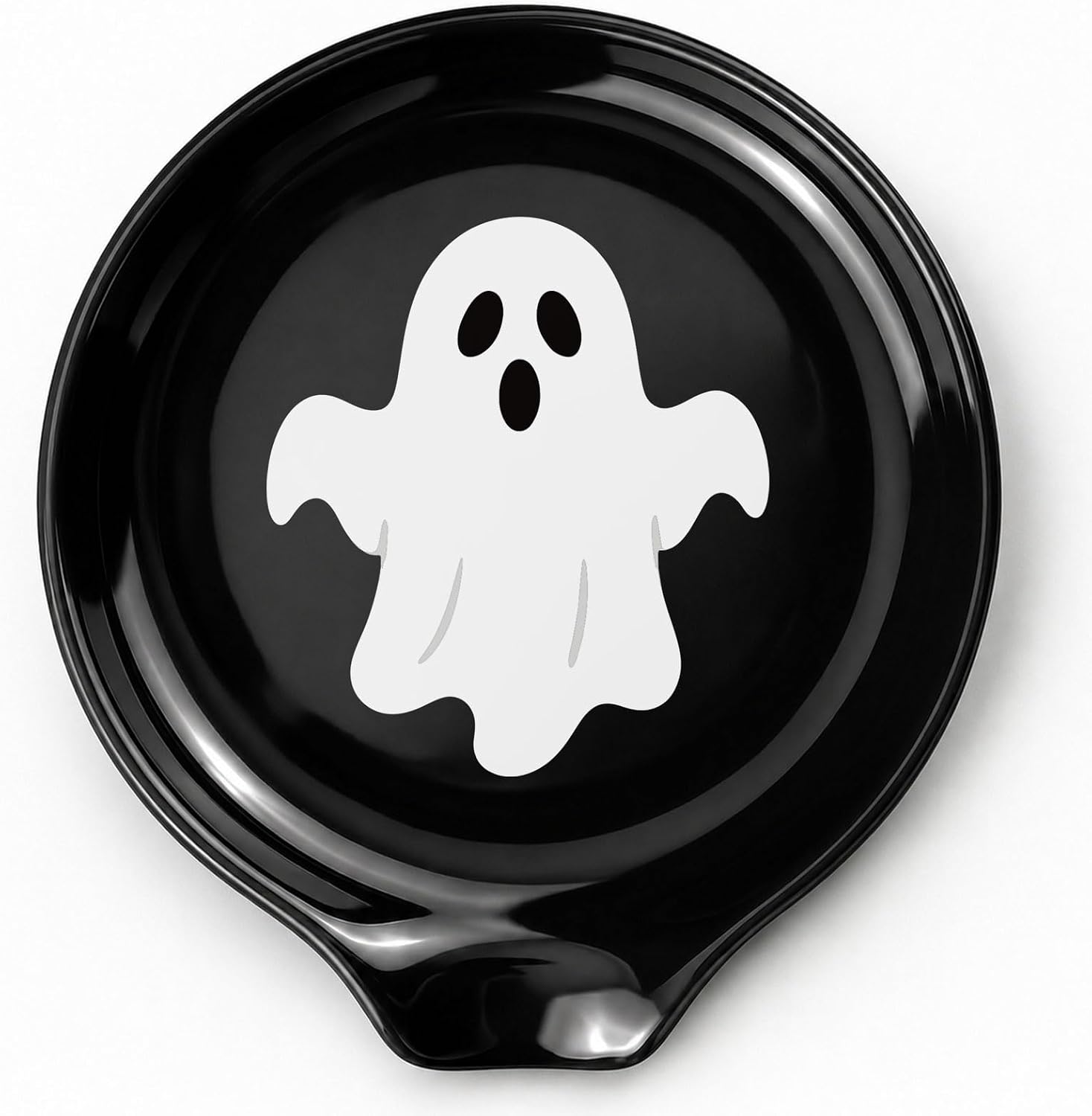 4.7inch Halloween Ceramic Spoon Rest Ghost Coffee Spoon Holder Halloween Coffee Stirrers Teaspoon Bar Coffee Station Accessories