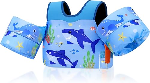 Miniatura 20 de MoKo Chaleco de natación para niños pequeños de 13-30/20-50/22-66 libras, flotadores de brazo de natación de dibujos animados, alas de agua,