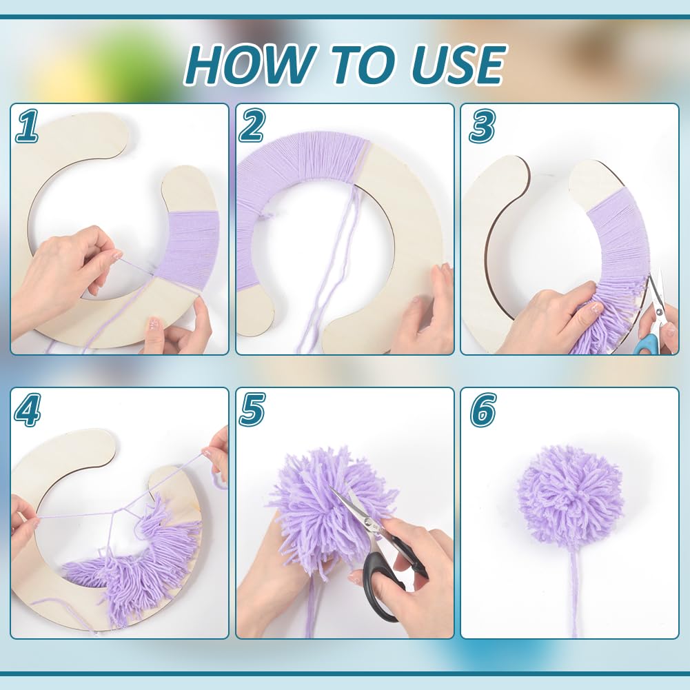 BENECREAT 2 Pz Tessitore di Palle di Peluche in Legno Strumento di Fabbricazione di Palline di Lana a Mezza Cerchio Modello Produttore di Pom Pom per la Fabbricazione di Grandi Sfere di