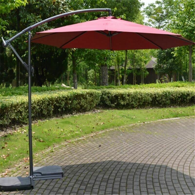 Parasol excentrique bordeaux grand format suspendu pour jardin et patio - 6