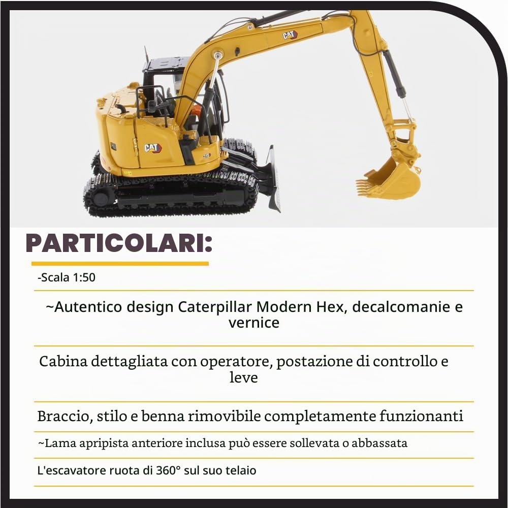 Caterpillar Diecast Masters 85957 - Escavatore cingolato Next Gen” Cat 315, Scala 1:50, Circa 6,0 x 5,1 x 15,0 cm, da 14 Anni