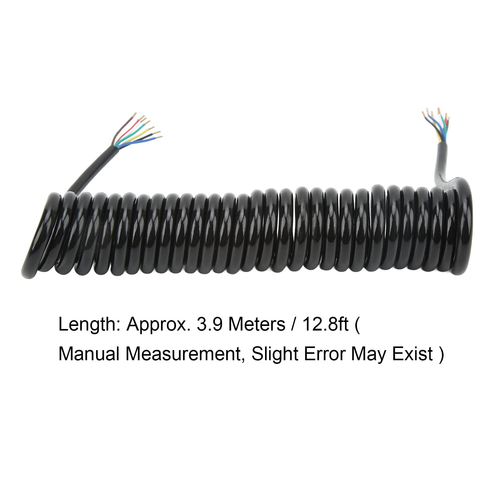 Cable en Espiral de Extensión para Remolque, 12,8 Pies, 20 AWG, 7 Núcleos, para Grúa, RV, Cobre de Poliuretano