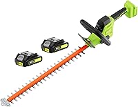 SUNCHERS 20V Cordless Hedge Trimmer 22 Inch Blade, 2x 1.5Ah Batteries & Charger, Lightweight Electric Shrub Cutter for Garden Lawn