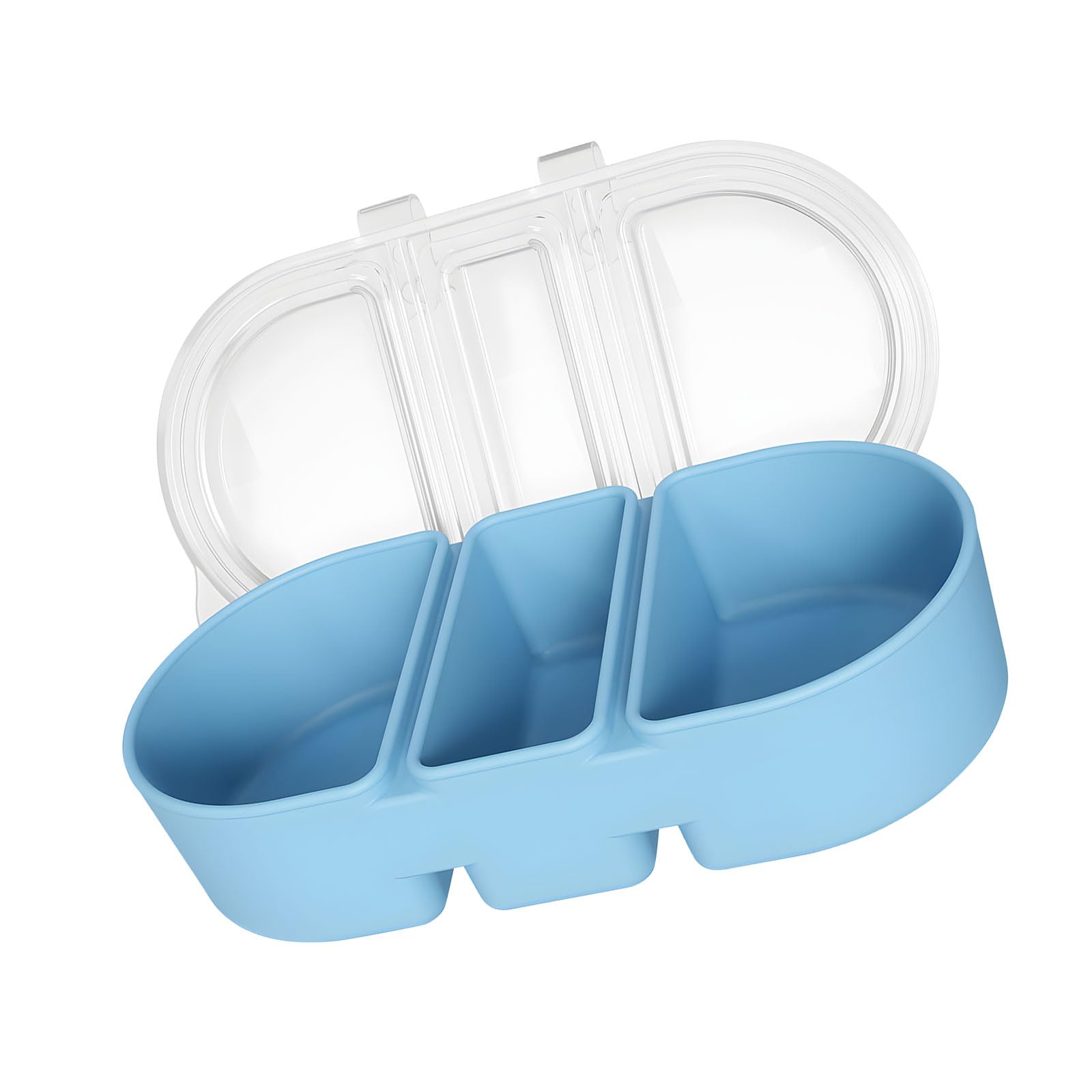Hsioluted (Pack of 3) Silicone Multiple Compartment Canisters for Snackies Sauces Seasonings Closed Plan Flesh Like Cold Accepting Kitchen Outdoor Meal Travel Cold Immune