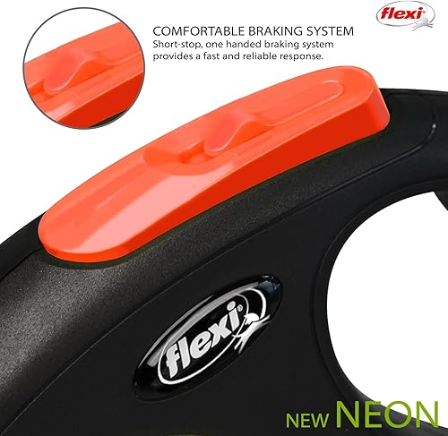 Miniatura 3 de Flexi Cinta de neón naranja pequeña correa retráctil para perros de hasta 33.1 lbs33 libras