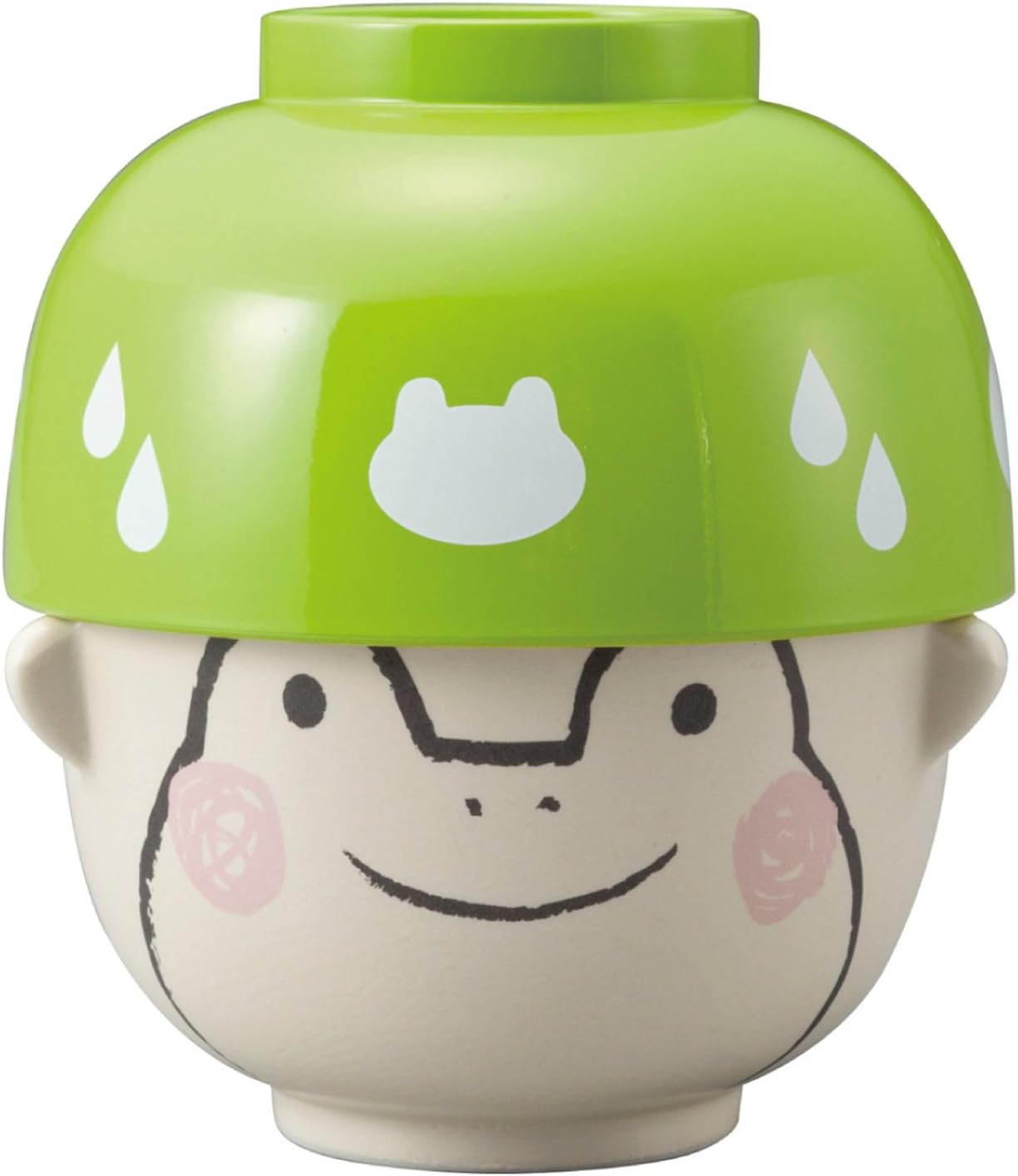 Japanese Rice + Miso Soup Bowl Set - White & Green Frog SAN2658-1