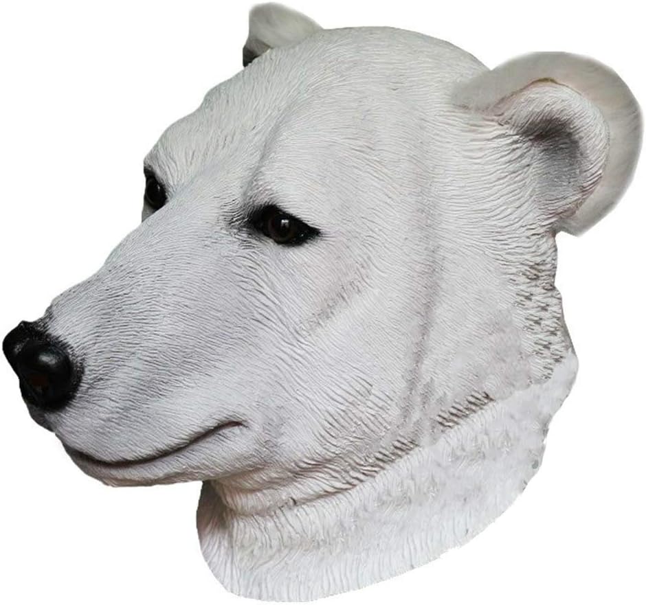 HENGYUTOYMASK Realistic Animal Polar Bear Latex Mask Halloween Costume Party Carnival Mask Animal Head Mask for Adult White