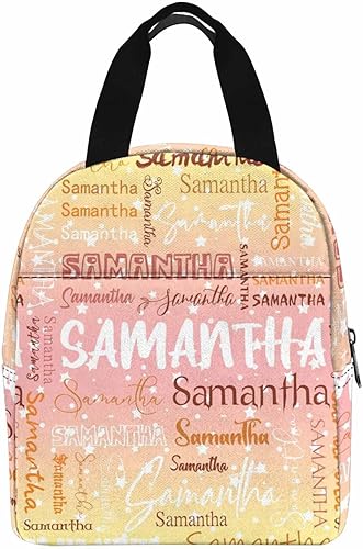 Miniatura 2 de InterestPrint Bolsa de almuerzo personalizada con nombre para hija, hijo de mamá y papá, bolsa de almuerzo personalizada con monograma degradado