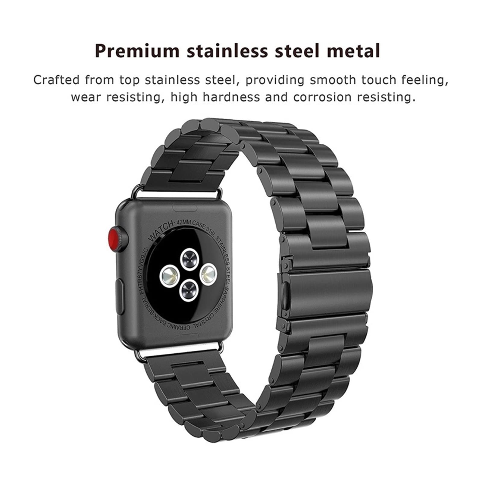 Pasek do inteligentnego zegarka 18 mm 20 mm 22 mm 24 mm, pasek do zegarka/zegarek ze stali nierdzewnej Metalowe paski dla mężczyzn i kobiet, kompatybilny z inteligentnym zegarkiem (zwart 24 mm)
