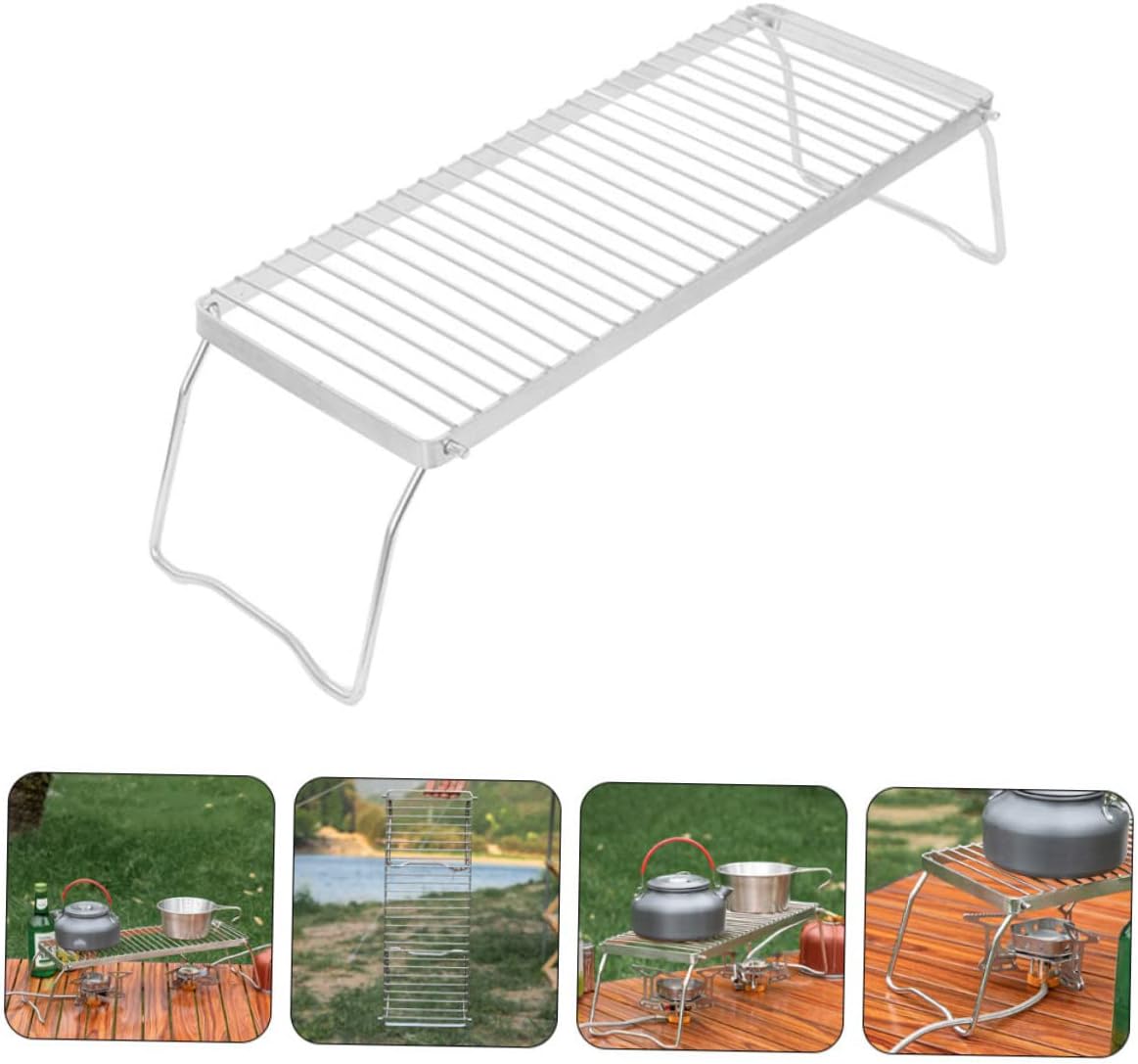 Grill Rack Camping Barbecue Rack Sturdy Barbecue Net Portable Outdoor Stove Grate