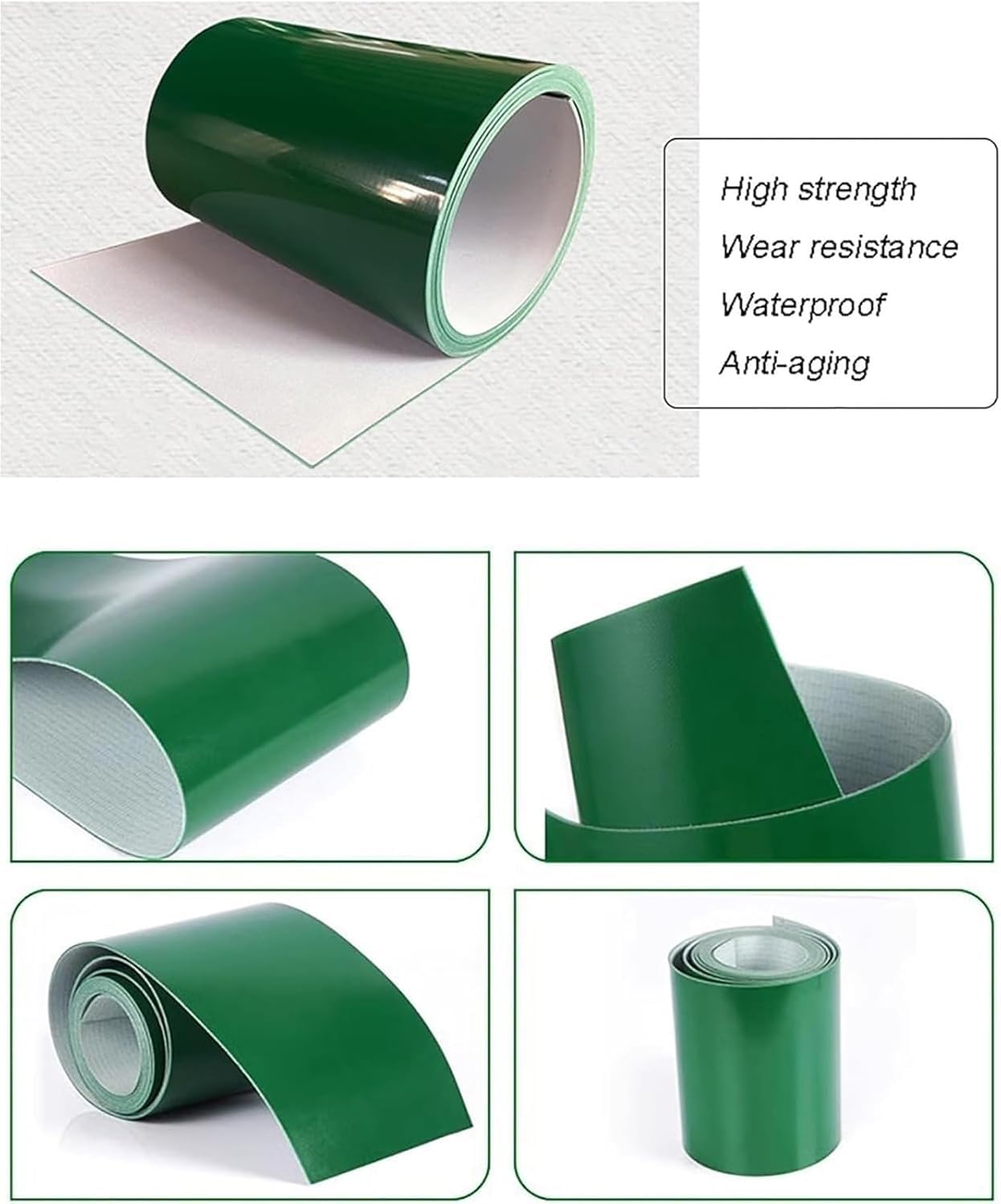 Correa industrial de PVC verde para procesamiento de alimentos, fabricación y líneas de montaje, cinta transportadora flexible de 70 x 360 cm para uso pesado