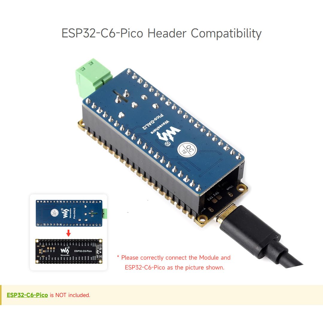 Waveshare DALI2 Expansion Module for ESP32-Pico Series Boards, Supports DALI Communication for Customized Control of Multiple Lighting Groups